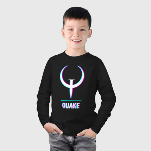 Детский лонгслив хлопок с принтом Quake в стиле glitch и баги графики, фото на моделе #1