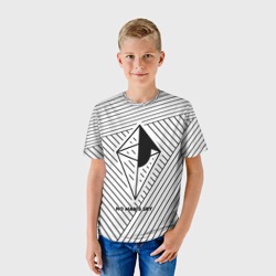 Детская футболка 3D Символ No Man's Sky на светлом фоне с полосами - фото 2