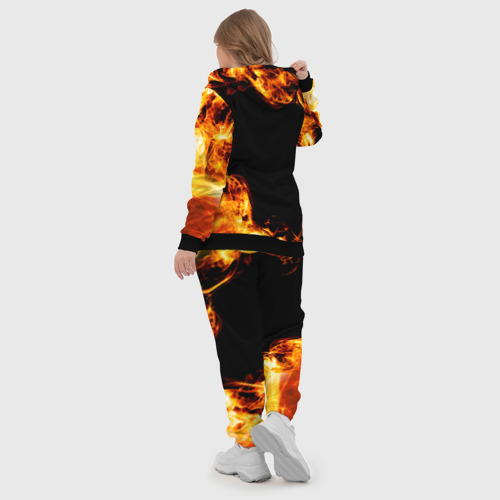 Женский костюм 3D с принтом Breaking Benjamin и пылающий огонь, вид сзади #2
