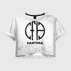 Женская футболка Crop-top 3D Pantera с потертостями на светлом фоне