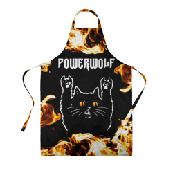 Фартук 3D Powerwolf рок кот и огонь