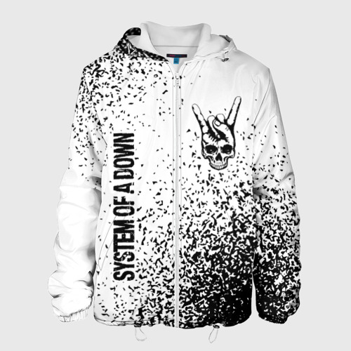Мужская куртка 3D System of a Down и рок символ на светлом фоне, цвет 3D печать
