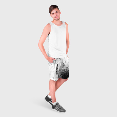 Мужские шорты 3D с принтом System of a Down и рок символ на светлом фоне, фото на моделе #1