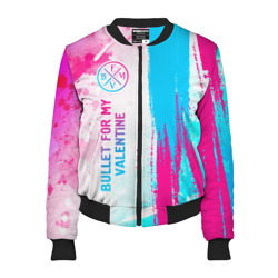 Женский бомбер 3D Bullet For My Valentine neon gradient style: по-вертикали