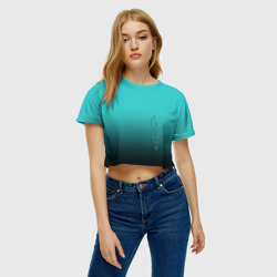 Женская футболка Crop-top 3D Силуэт лисы на градиентном фоне - фото 2