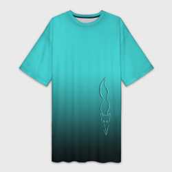 Платье-футболка 3D Силуэт лисы на градиентном фоне