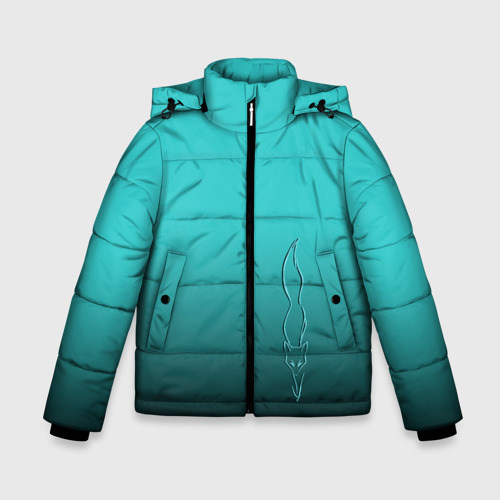 Зимняя куртка для мальчиков 3D с принтом Силуэт лисы на градиентном фоне, вид спереди #2