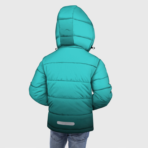 Зимняя куртка для мальчиков 3D с принтом Силуэт лисы на градиентном фоне, вид сзади #2