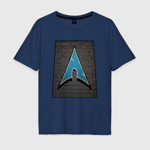 Мужская футболка хлопок Oversize с принтом Arch Linux cubed, вид спереди #2