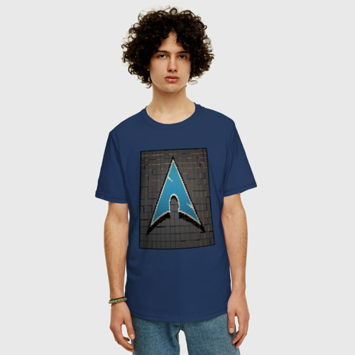 Мужская футболка хлопок Oversize с принтом Arch Linux cubed, фото на моделе #1