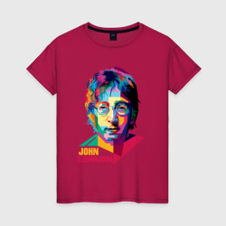 Женская футболка хлопок John Lennon картина абстракция