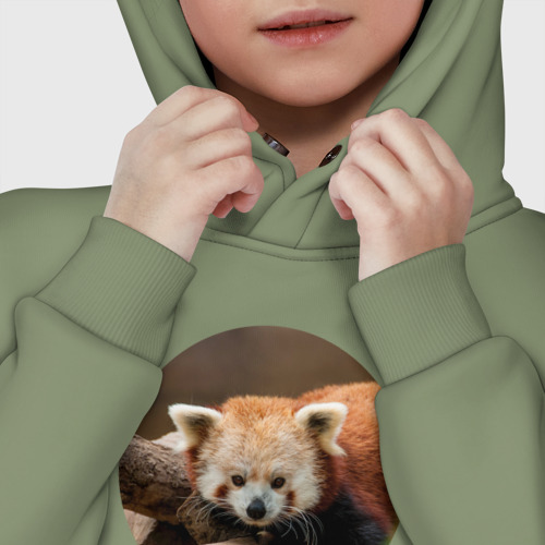 Детское худи Oversize хлопок Красивая красная панда, цвет авокадо - фото 7