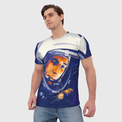 Мужская футболка 3D Юрий Гагарин в скафандре - фото 2