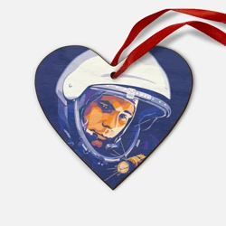 Деревянная игрушка Сердце Юрий Гагарин в скафандре