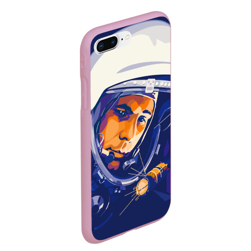 Чехол для iPhone 7Plus/8 Plus матовый Юрий Гагарин в скафандре, цвет розовый - фото 3