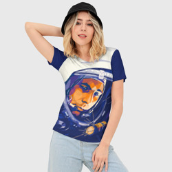 Женская футболка 3D Slim Юрий Гагарин в скафандре - фото 2