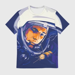 Мужская футболка 3D Юрий Гагарин в скафандре
