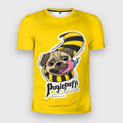 Мужская футболка 3D Slim Puglepuff Dogwarts yellow