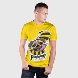 Мужская футболка 3D Slim Puglepuff Dogwarts yellow - фото 2