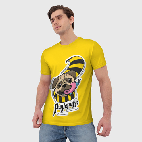 Мужская футболка 3D Puglepuff Dogwarts yellow, цвет 3D печать - фото 3