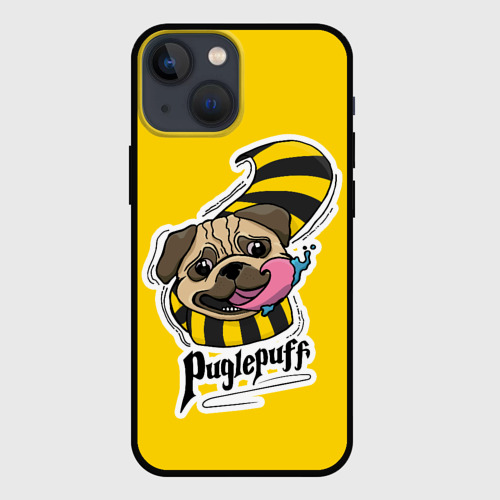 Чехол для iPhone 13 mini Puglepuff Dogwarts yellow