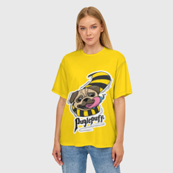 Женская футболка oversize 3D Puglepuff Dogwarts yellow - фото 2