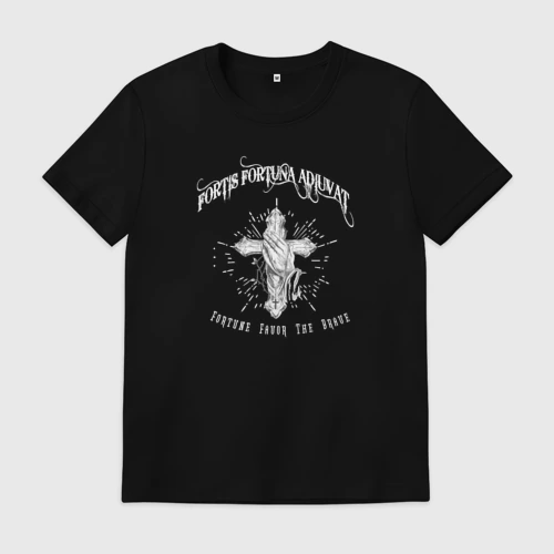 Мужская футболка хлопок с принтом John Wicks Tattoo Fortis Fortuna Adiuvat, вид спереди #2