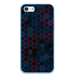 Чехол для iPhone 5/5S матовый Соты с красным и синим