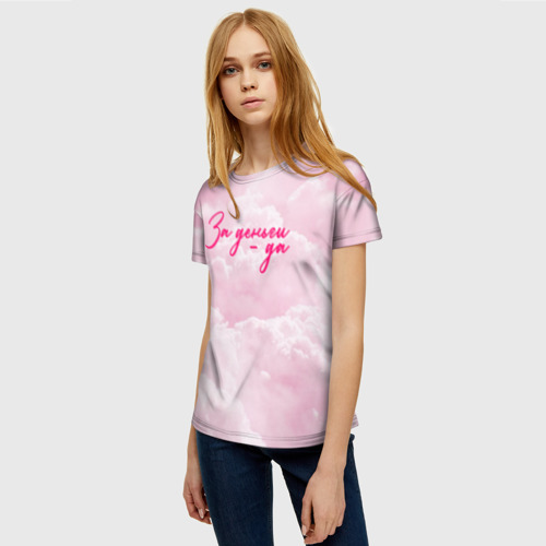 Женская футболка 3D Розовые облака деньги, цвет 3D печать - фото 3