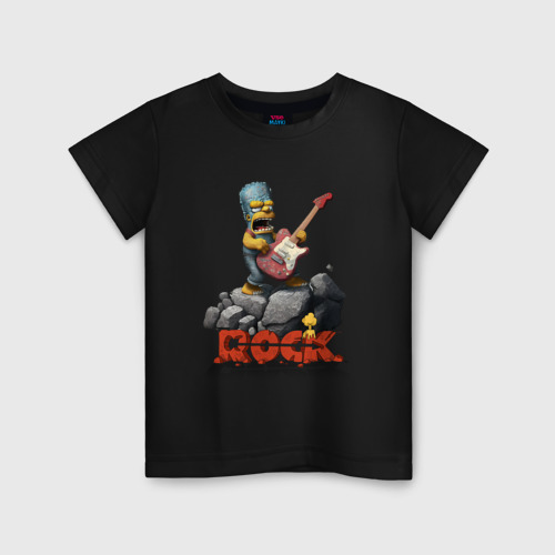 Детская футболка хлопок с принтом Рокер Симпсон, вид спереди #2