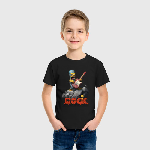 Детская футболка хлопок с принтом Рокер Симпсон, фото на моделе #1