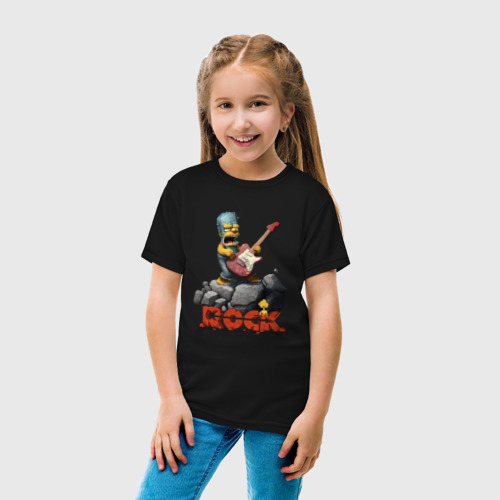 Детская футболка хлопок с принтом Рокер Симпсон, вид сбоку #3
