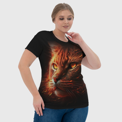 Женская футболка 3D с принтом Огненный рыжий кот, фото #4