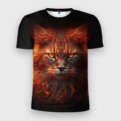 Мужская футболка 3D Slim Рыжий огненный кот