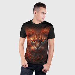 Мужская футболка 3D Slim Рыжий огненный кот - фото 2