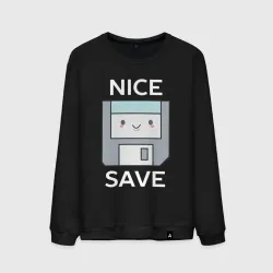 Мужской свитшот хлопок Nice save - ретро дискета