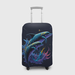 Чехол для чемодана 3D Дельфины в бездне