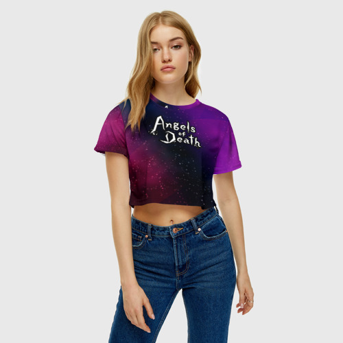 Женская футболка Crop-top 3D Angels of Death gradient space, цвет 3D печать - фото 4