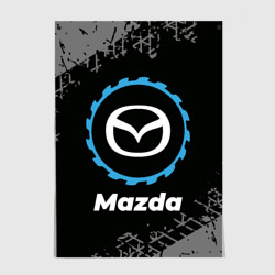 Постер Mazda в стиле Top Gear со следами шин на фоне