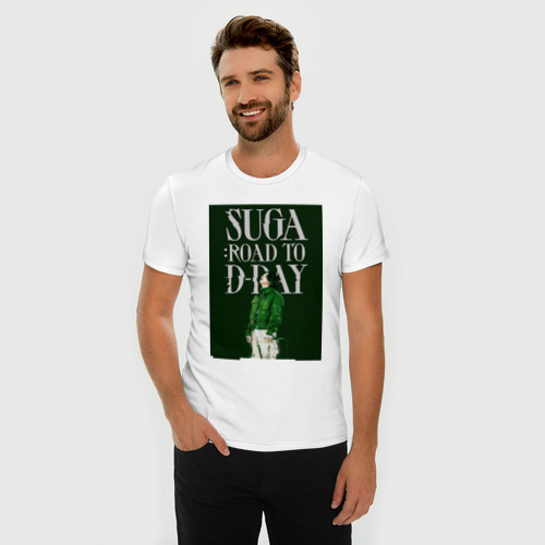 Мужская футболка хлопок Slim Suga Road to d day, цвет белый - фото 3