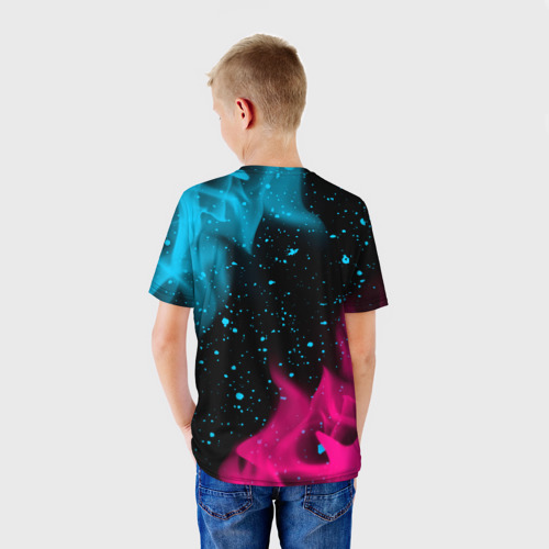 Детская футболка 3D Peugeot - neon gradient, цвет 3D печать - фото 4
