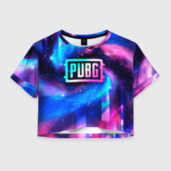 Женская футболка Crop-top 3D PUBG неоновый космос