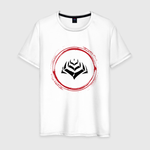 Мужская футболка хлопок Символ Warframe и красная краска вокруг, цвет белый
