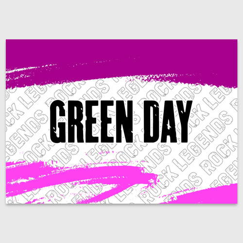 Поздравительная открытка Green Day rock Legends: надпись и символ, цвет белый