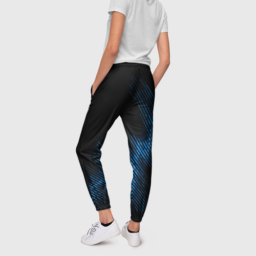 Женские брюки 3D с принтом Lindemann звуковая волна, вид сзади #2