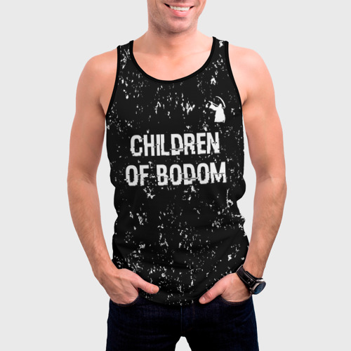 Мужская майка 3D Children of Bodom glitch на темном фоне: символ сверху, цвет 3D печать - фото 3