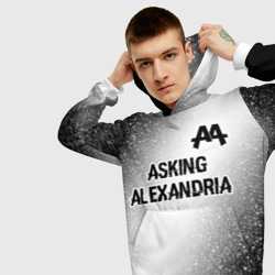 Толстовка с принтом Asking Alexandria glitch на светлом фоне: символ сверху для мужчины, вид на модели спереди №3. Цвет основы: белый