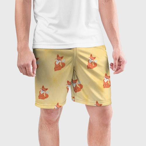 Мужские шорты спортивные Наблюдательные лисята, цвет 3D печать - фото 3