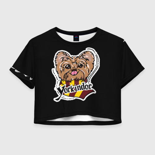 Женская футболка Crop-top 3D Yorkindor Dogwarts black, цвет 3D печать