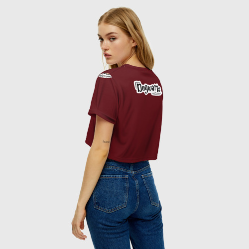 Женская футболка Crop-top 3D Yorkindor Dogwarts red, цвет 3D печать - фото 5